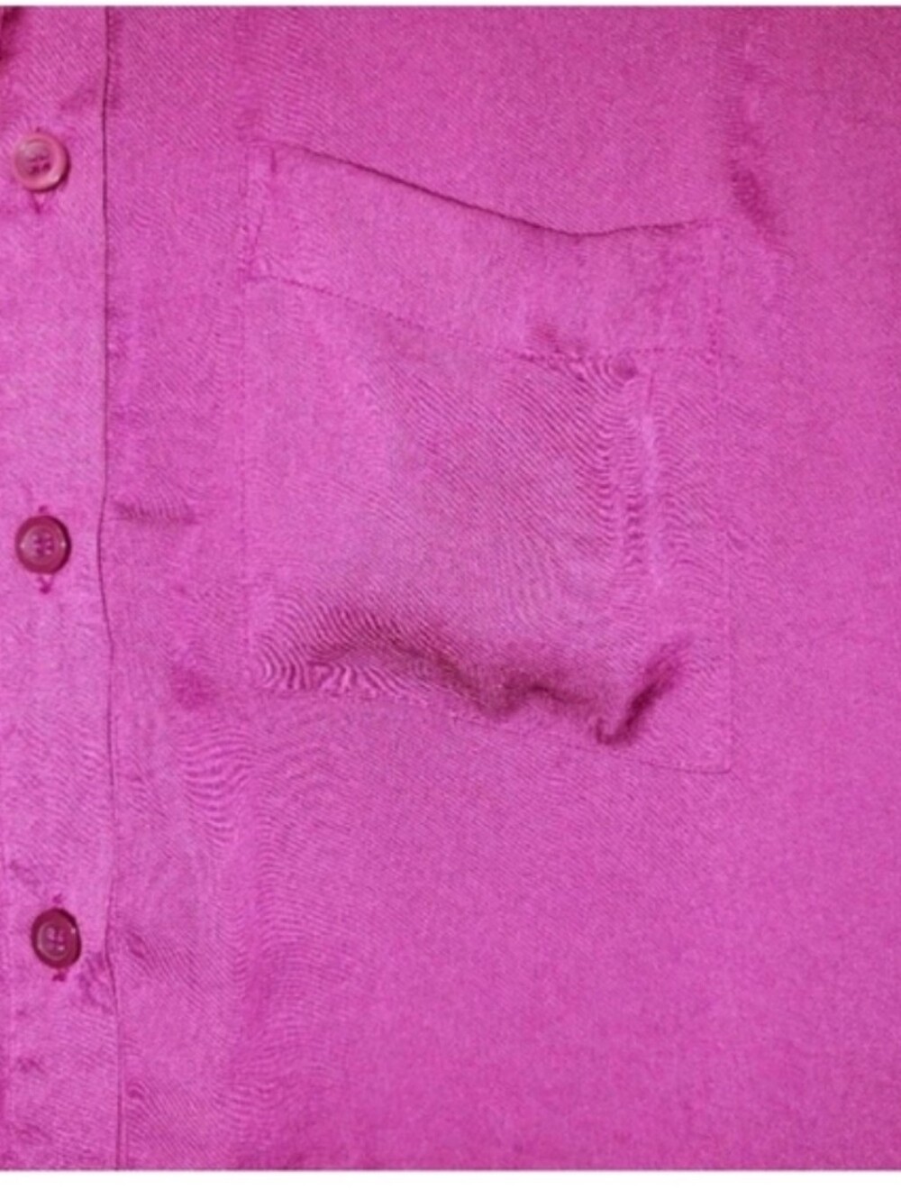 Free People Best Of Both Worlds 1/2 Sheer Fuchsia Button-Up Blouse EUC Sz XS - Picture 4 of 9